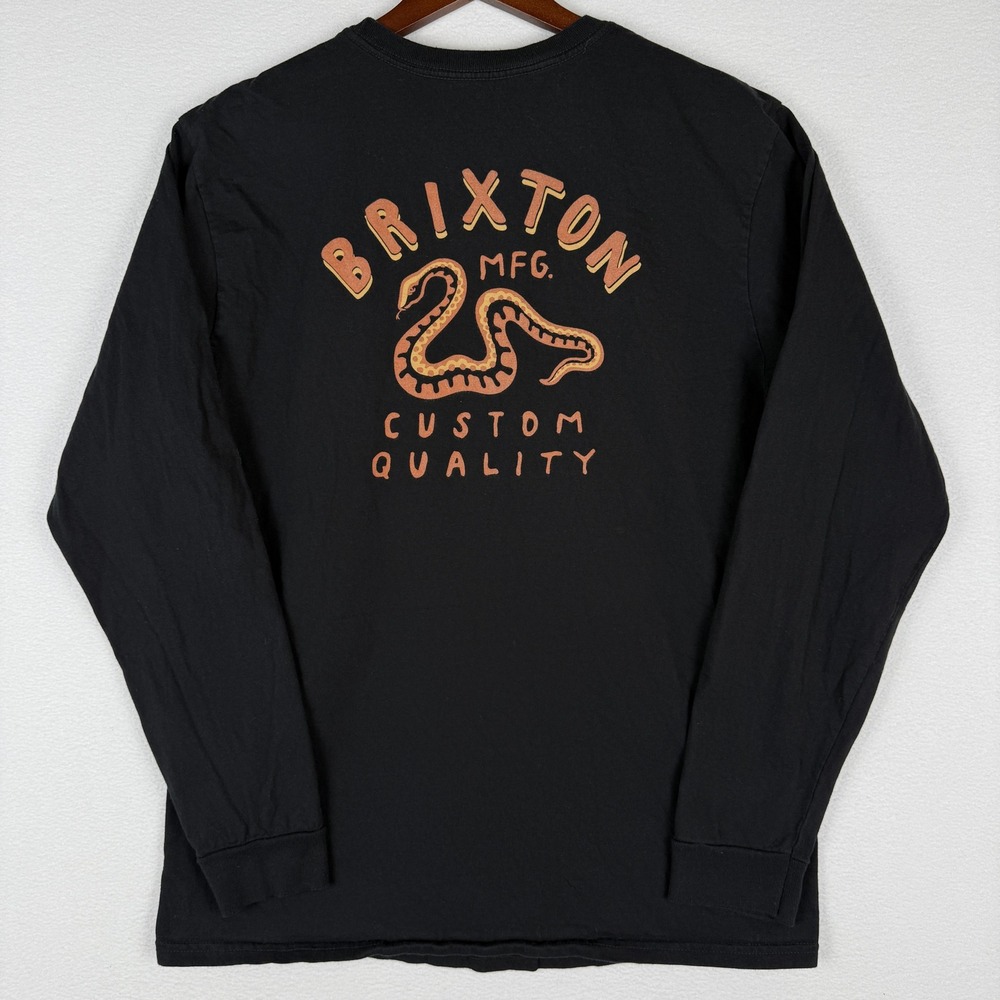 Brixton Clymer Long Sleeve T-Shirt Mens L Black Snake Graphic